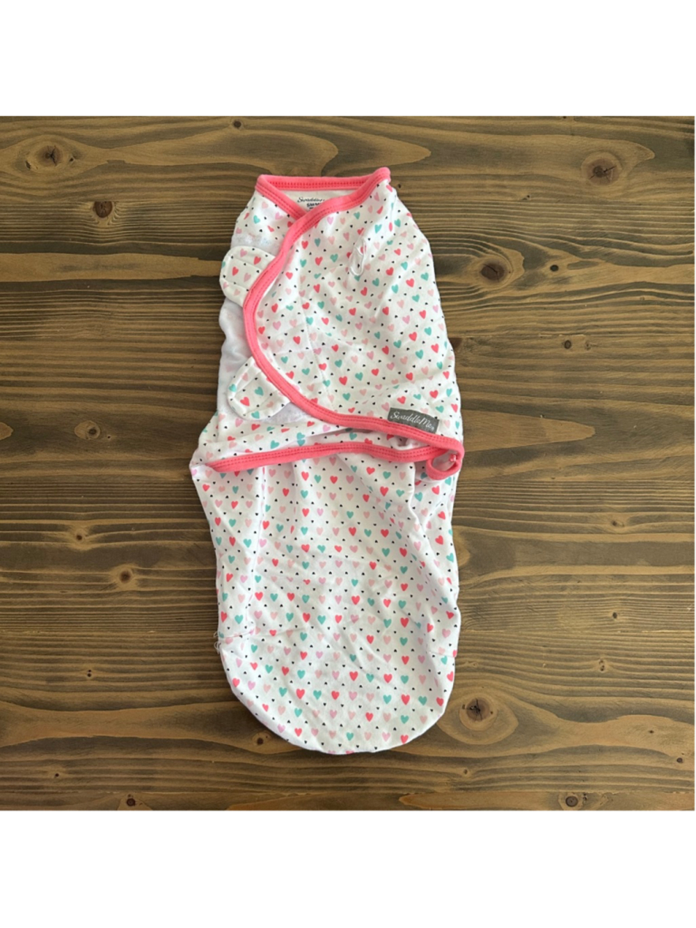 SwaddleMe Baby Sleep Sack SM/MD White Pink Heart Print Cotton